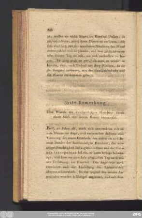 89ste Bemerkung. Eine Wunde der durchsichtigen Hornhaut durch einen Stich mit einem Messer verursacht.