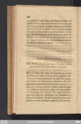 89ste Bemerkung. Eine Wunde der durchsichtigen Hornhaut durch einen Stich mit einem Messer verursacht.