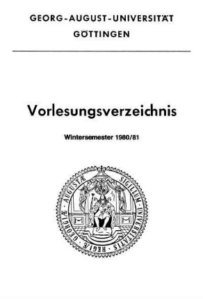 WS 1980/81: Vorlesungsverzeichnis