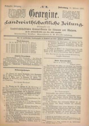 Sechzigster Jahrgang. No. 7. Insterburg, 11. Februar 1892.