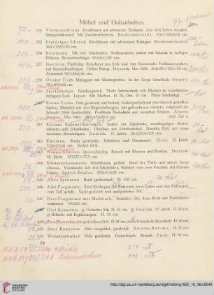 Möbel und Holzarbeiten (Nr. 234-251)