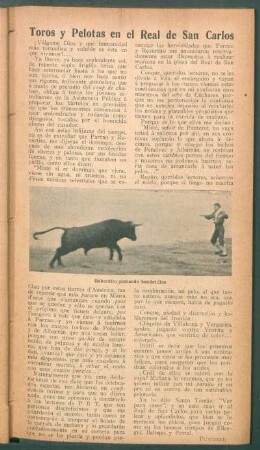 Toros y Pelotas en el Real de San Carlos