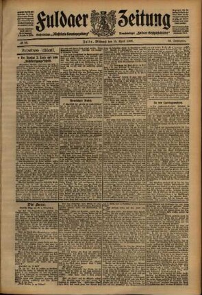 Zweite Ausgabe vom Mittwoch, den 15. April 1908.