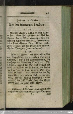 Dritter Abschnitt. Von der Bewegung überhaupt