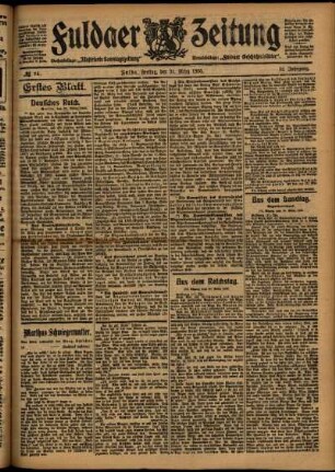 Erste Ausgabe vom Freitag, den 31. März 1905.