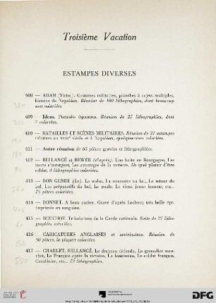 Estampes diverses (Nr. 408-460)