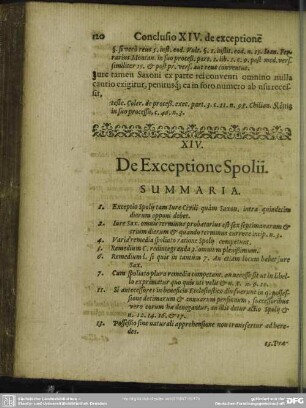 XIV. De Exceptione Spolii