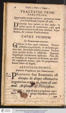 TRACTATUS PRIMI PARS PRIMA.
