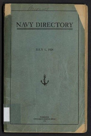 Navy Directory - Officers of the United States Navy and Marine Corps, July 1, 1924.