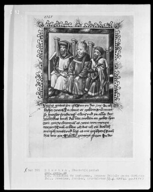 Jacobus Palladini de Anacharano, Prozeß des Teufels Belial mit Christus; der 'Grüne Teufel' — Jeremias, Jesaias und Aristoteles