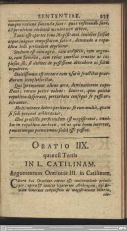 Oratio IIX. quae est Tertia In L. Catilinam