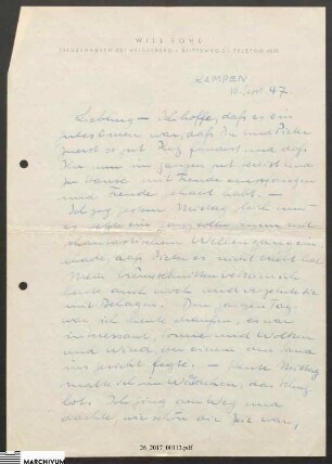 Reisebriefe Will Sohls an Ruth Sohl