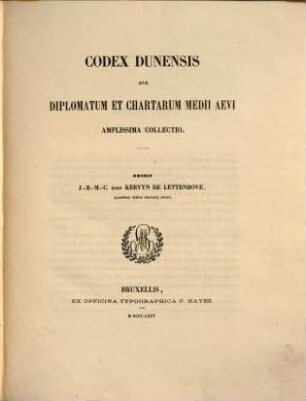 Codex Dunensis : sive diplomatum et chartarum medii aevi amplissima collectio