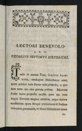 Lectori Benevolo