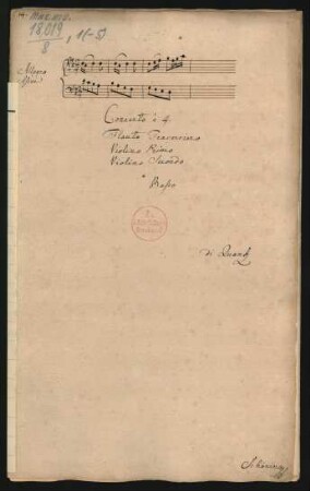 Konzerte; fl, strings, b; D-Dur; QV 4: 1; GroF 1587