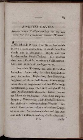 Zweytes Capitel. Streben nach Vollkommenheit ist ein Beweiss für die Fortdauer unseres Wesens.