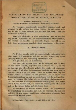 Wortstellung der Relativ- und Abhängigen Conjunctionalsätze in Notker, Boethius