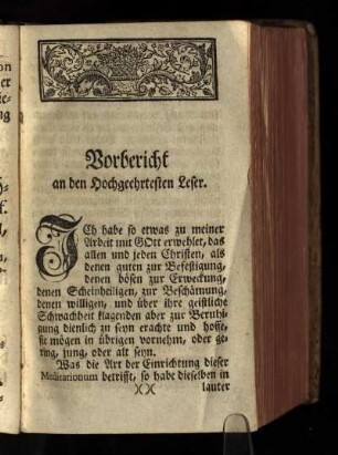 Vorbericht an den Hochgeehrtesten Leser
