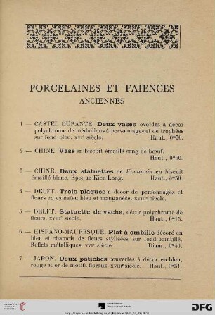 Porcelaines et faiences anciennes (Nr. 1-10)