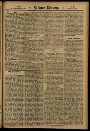 Dritte Ausgabe vom Mittwoch, den 21. Mai 1913.