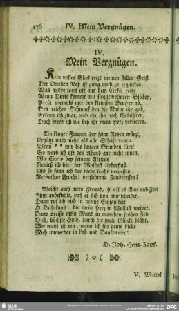 IV. Mein Vergnügen