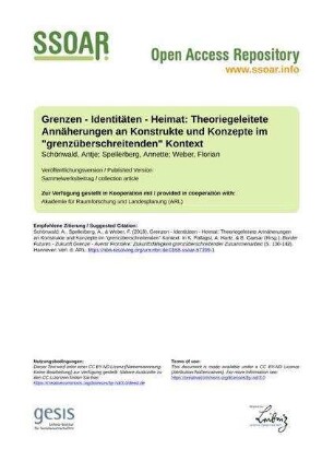 Grenzen - Identitäten - Heimat: Theoriegeleitete Annäherungen an Konstrukte und Konzepte im "grenzüberschreitenden" Kontext