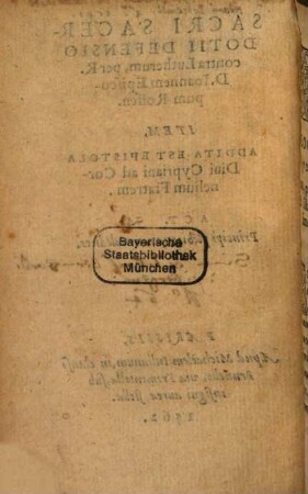 Sacri Sacerdotii defensio contra Lutherum
