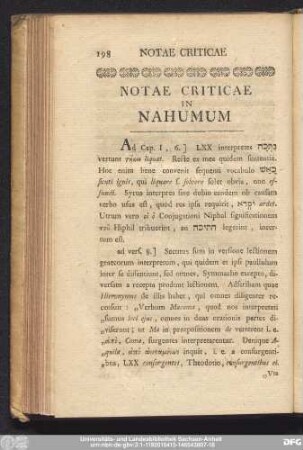 Notae Criticae In Nahumum