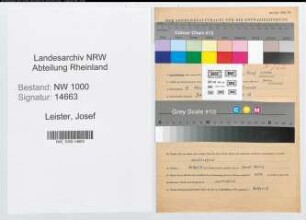 Entnazifizierung Josef Leister, geb. 09.03.1892 (Postsekretaer)