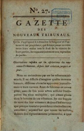 Gazette des nouveaux tribunaux. 2. 1791, 1. Juli - 1. Nov.