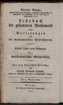 Theil 3, Abtheilung 3: Lehrbuch der gesammten Mathematik oder Vorlesungen über die mathematischen Wissenschaften. Dritten Theil dritte Abtheilung
