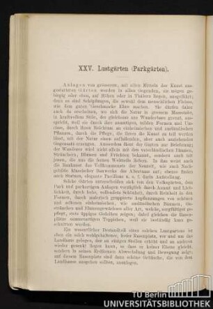 XXV. Lustgärten (Parkgärten).