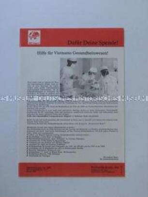 Flugblatt des Solidaritätskomitees der DDR mit dem Aufruf zu Spenden für Vietnam