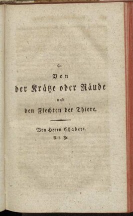 4. Von der Krätze oder Räude und den Flechten der Thiere