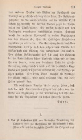 311-320 [Rezension] Zahn, Adolf von, Des hl. Eustathius Erzbischof von Antiochien Beurteilung des Origenes betr. die Auffassung der Wahrsagerin 1Kön 28