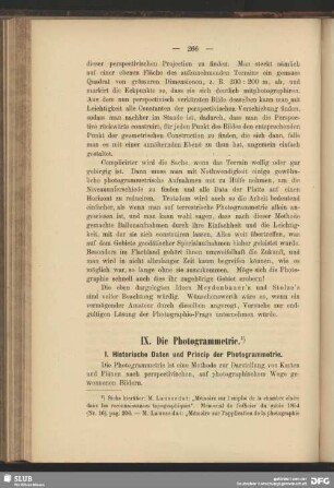 IX. Die Photogrammetrie