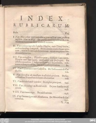 Index Rubricarum.