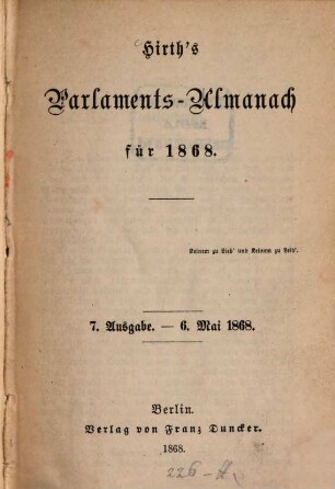 Hirth's Parlaments-Almanach, Ausg. 7, 6. Mai 1868