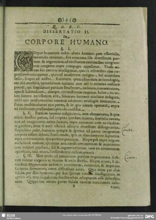 Dissertatio II. De Corpore Humano