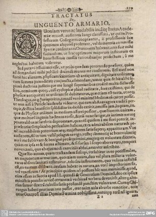 TRACTATUS De UNGUENTO ARMARIO.