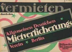 Zu vermieten durch den Allgemeinen Deutschen Mietversicherungsverein