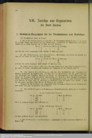 XII. Auszüge aus Regulativen der Stadt Zwickau