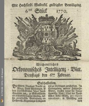 6tes Stueck, Dienstags den 6ten Februar 1770