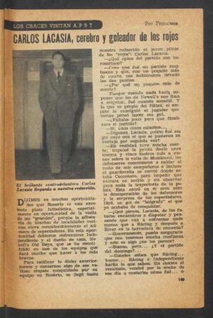 Carlos Lacasia, cerebro y goleador de los rojos : Los cracks visitan a PBT