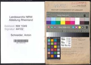 Entnazifizierung Anton Schneider , geb. 03.02.1902 (Kaufmann)