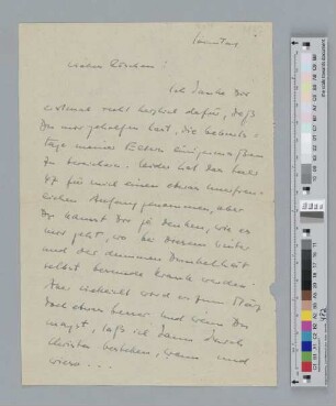 Brief an Rosemarie Hackelberg