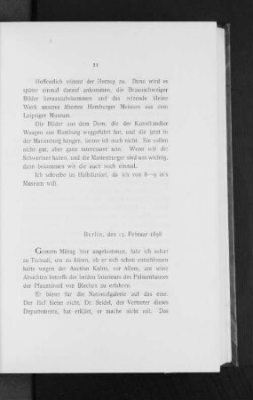Berlin, den 13. Februar 1898