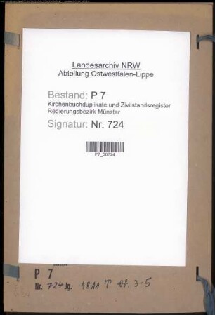 Zivilstandsregister der Munizipalität Ladbergen (Todesfälle 1811). (Gemeinde: Ladbergen, Kreis Tecklenburg)