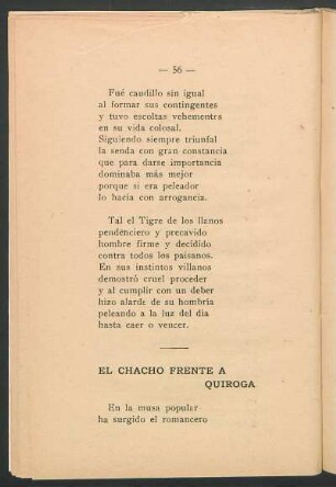 El Chacho frente a Quiroga