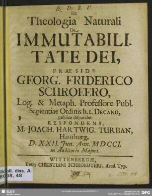 Ex Theologia Naturali De Immutabilitate Dei